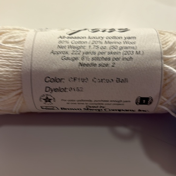 NWT Cotton Fine Fingering yarn from Brown Sheep Co. Bundle of 3 skeins. - Picture 3 of 6